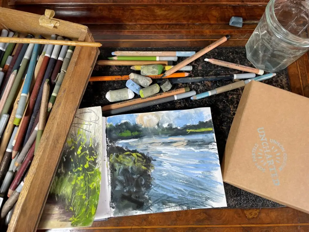 Pastels and picture of water